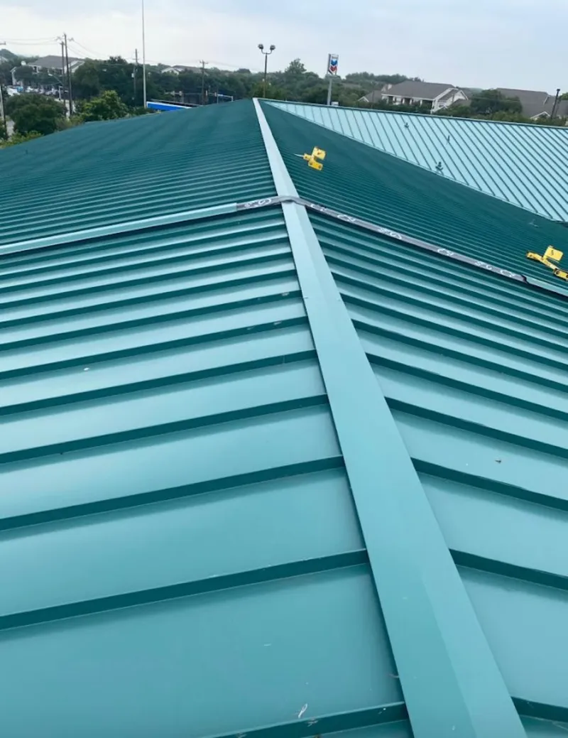 Green commercial metal roof ridge and valley for Metal Roof Repair in River Rouge
